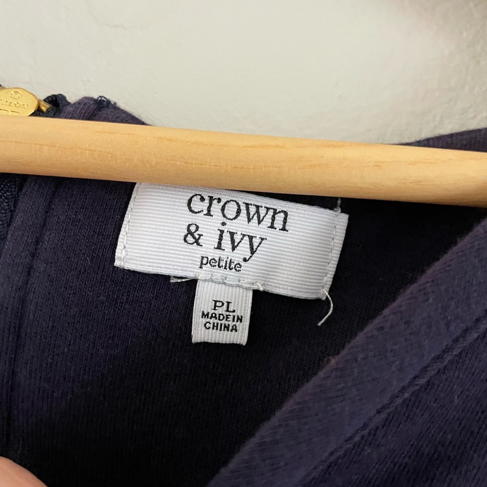Crown & Ivy Navy Blouse with Embroidered Bell Sleeves - Picture 5 of 6